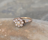 14k gold two-tone Edwardian two tone pearl and diamond antique filigree ring HOLD