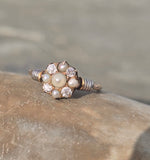 14k gold two-tone Edwardian two tone pearl and diamond antique filigree ring HOLD