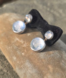 14k gold moonstone earrings dangle antique estate earrings