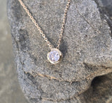 14k gold diamond bezel mine cut diamond slide pendant necklace