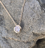 14k gold diamond bezel mine cut diamond slide pendant necklace