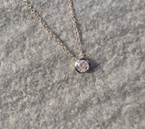 14k gold diamond bezel mine cut diamond slide pendant necklace