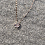 14k gold diamond bezel mine cut diamond slide pendant necklace