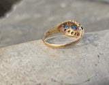15ct gold Victorian diamond and blue sapphire rin