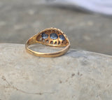 15ct gold Victorian diamond and blue sapphire rin