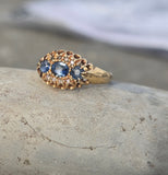15ct gold Victorian diamond and blue sapphire rin
