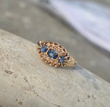 15ct gold Victorian diamond and blue sapphire rin