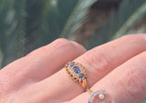 15ct gold Victorian diamond and blue sapphire rin