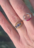 15ct gold Victorian diamond and blue sapphire rin