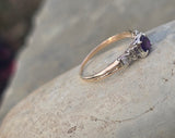 14k gold two tone amethyst and diamond antique estate ring