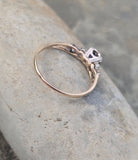 14k gold two tone amethyst and diamond antique estate ring