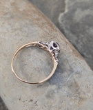 14k gold two tone amethyst and diamond antique estate ring