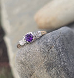 14k gold two tone amethyst and diamond antique estate ring