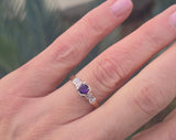 14k gold two tone amethyst and diamond antique estate ring
