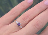 14k gold two tone amethyst and diamond antique estate ring