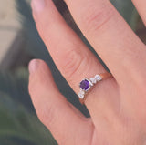 14k gold two tone amethyst and diamond antique estate ring