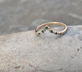 14k gold emerald and diamond band