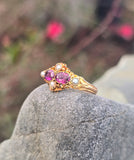 15ct gold Victorian pearl & garnet antique vintage estate ring