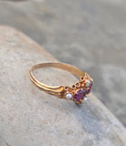 15ct gold Victorian pearl & garnet antique vintage estate ring