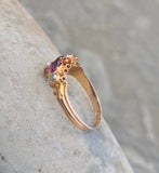 15ct gold Victorian pearl & garnet antique vintage estate ring