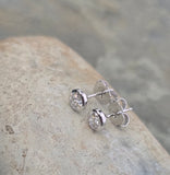 14k white gold bezel set European cut diamond studs earrings - .56ct tw
