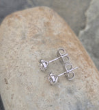 14k white gold bezel set European cut diamond studs earrings - .56ct tw