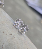 14k white gold diamond scroll stud earrings - .76ct tw