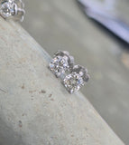 14k white gold diamond scroll stud earrings - .76ct tw