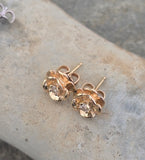 14k gold diamond floral flower estate studs