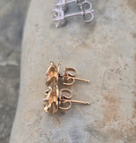 14k gold diamond floral flower estate studs