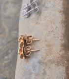 14k gold diamond floral flower estate studs
