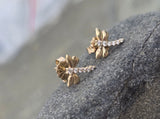 14k gold diamond dragonfly stud earrings - new