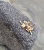 14k gold diamond dragonfly stud earrings - new