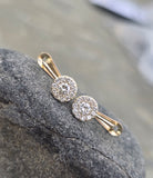 14k gold diamond halo leverback earrings