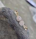 14k gold diamond halo leverback earrings
