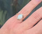 14k yellow gold bezel opal estate ring