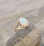 14k yellow gold bezel opal estate ring