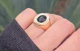 18k gold cabochon Black Onyx estate ring