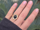 18k gold cabochon Black Onyx estate ring