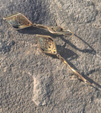 18ct gold two tone Art Deco diamond and sapphire earrings dangle drops