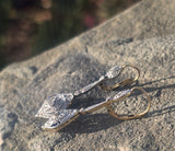 18ct gold two tone Art Deco diamond and sapphire earrings dangle drops