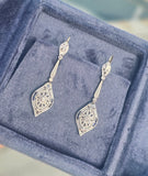 18ct gold two tone Art Deco diamond and sapphire earrings dangle drops