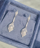 18ct gold two tone Art Deco diamond and sapphire earrings dangle drops