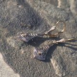 Platinum & 18ct two tone diamond antique Deco dangle earrings