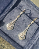 Platinum & 18ct two tone diamond antique Deco dangle earrings