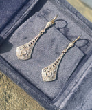 Platinum & 18ct two tone diamond antique Deco dangle earrings