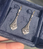 Platinum & 18ct two tone diamond antique Deco dangle earrings