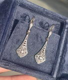 Platinum & 18ct two tone diamond antique Deco dangle earrings