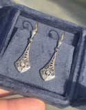 Platinum & 18ct two tone diamond antique Deco dangle earrings