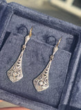 Platinum & 18ct two tone diamond antique Deco dangle earrings